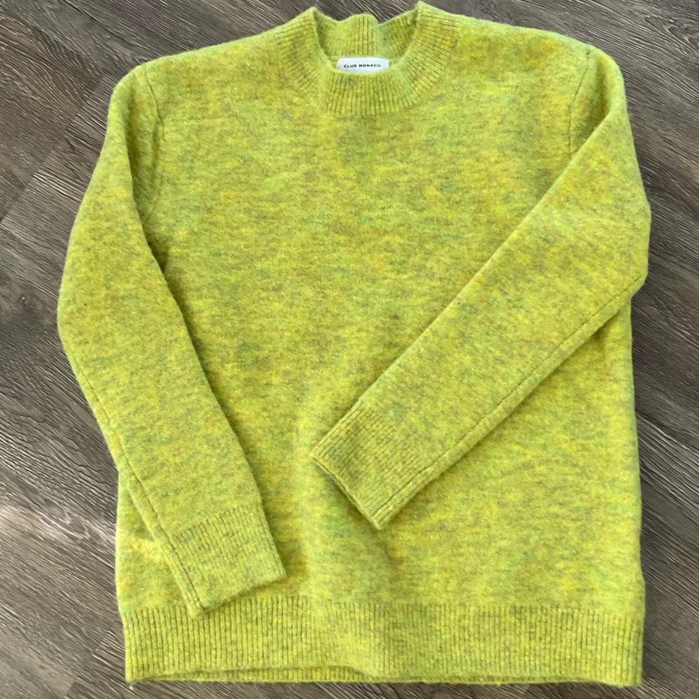 Club Monaco Cozy Crewneck Sweater Greenish/Yellow XS/S Y2K